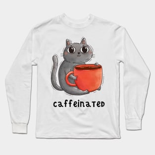 Caffeinated Cat Long Sleeve T-Shirt